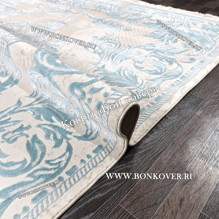 Турецкий Ковер для гостиной Белый с Голубым Арт 29862