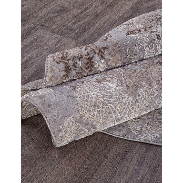 Абстрактный ковер дизайн 79 коричневый с серым Круг